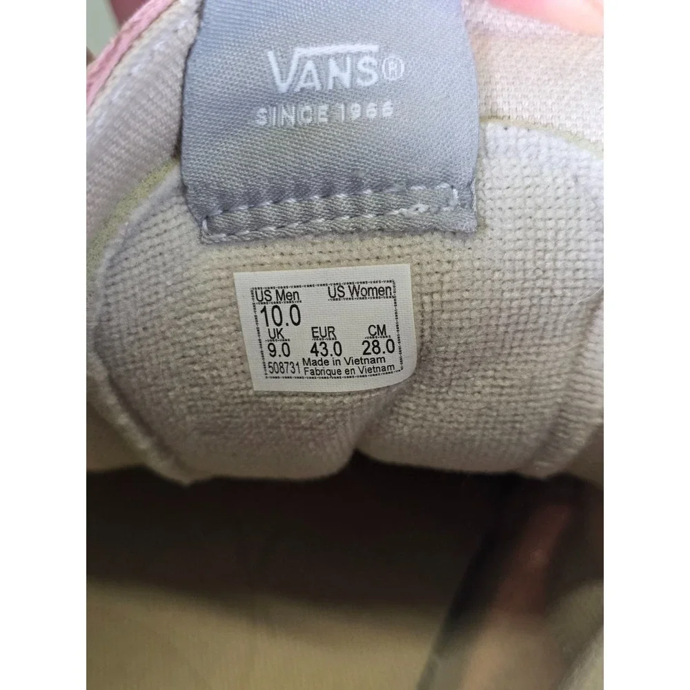 Vans Sk8-Hi Men's Sneakers Size 10 UK 9 Pink Beige Suede Canvas Skate High Shoes